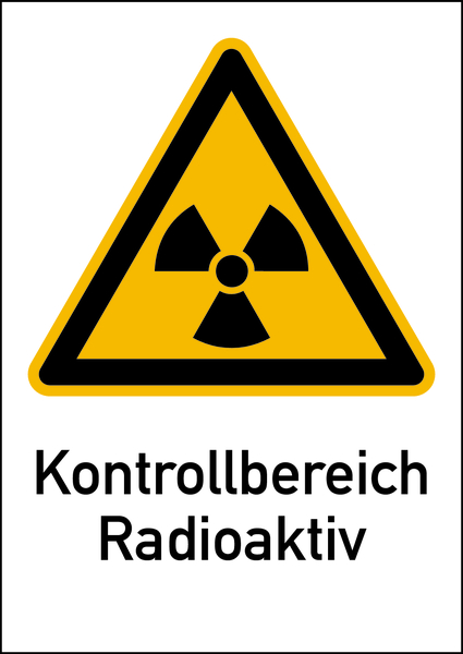 Warnschild "Kontrollbereich Radioaktiv" groß (WS 110)